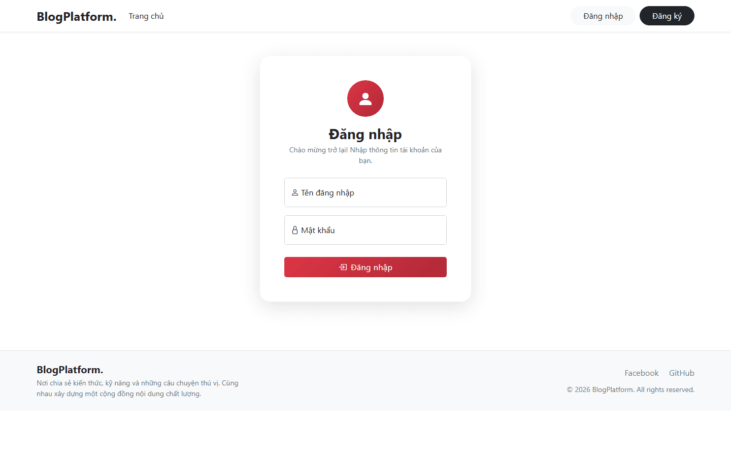 Simple Blog sign-in screen